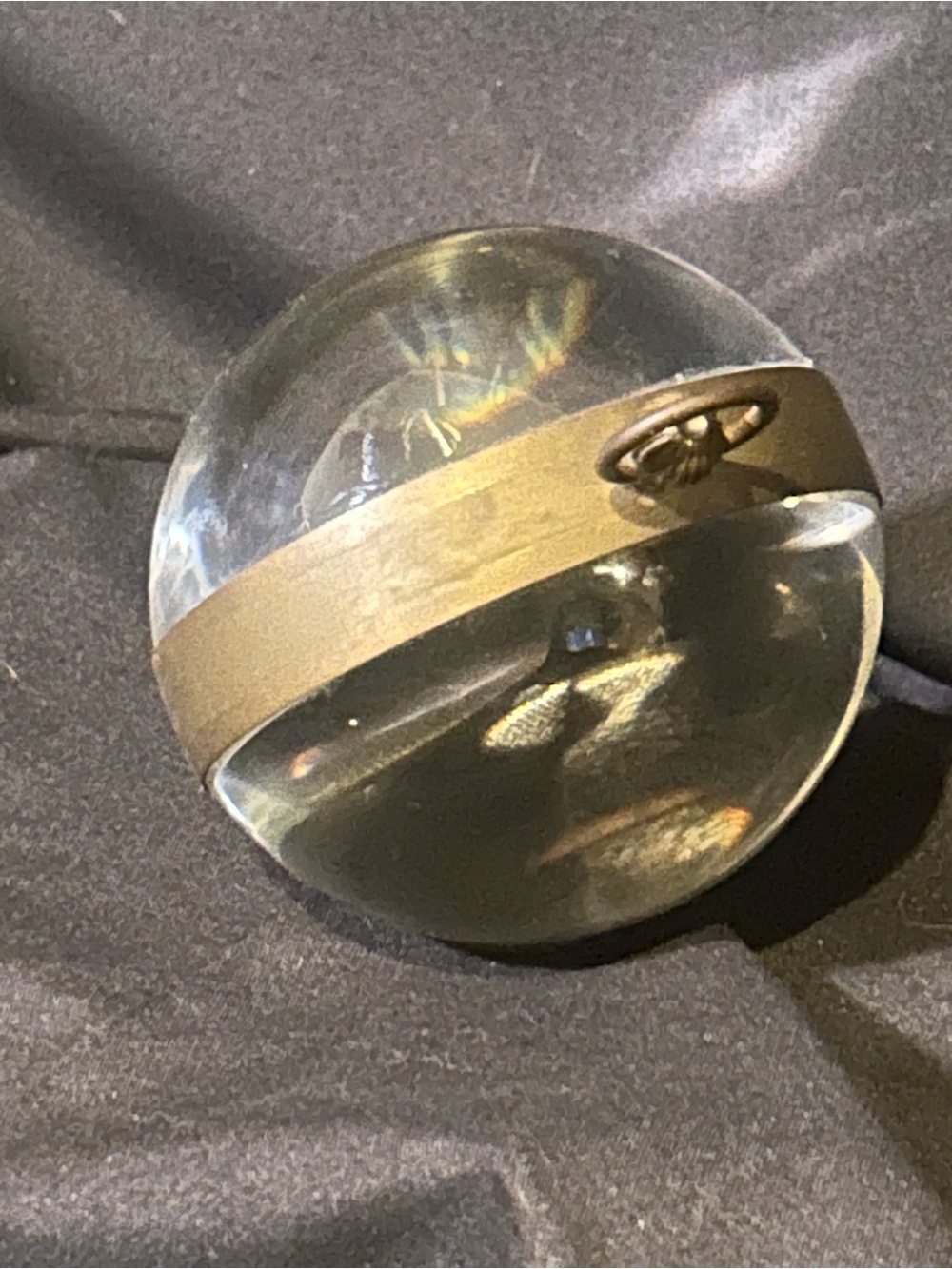 Vintage Brass & Glass Spherical Orb Clock Steampunk Paperweight